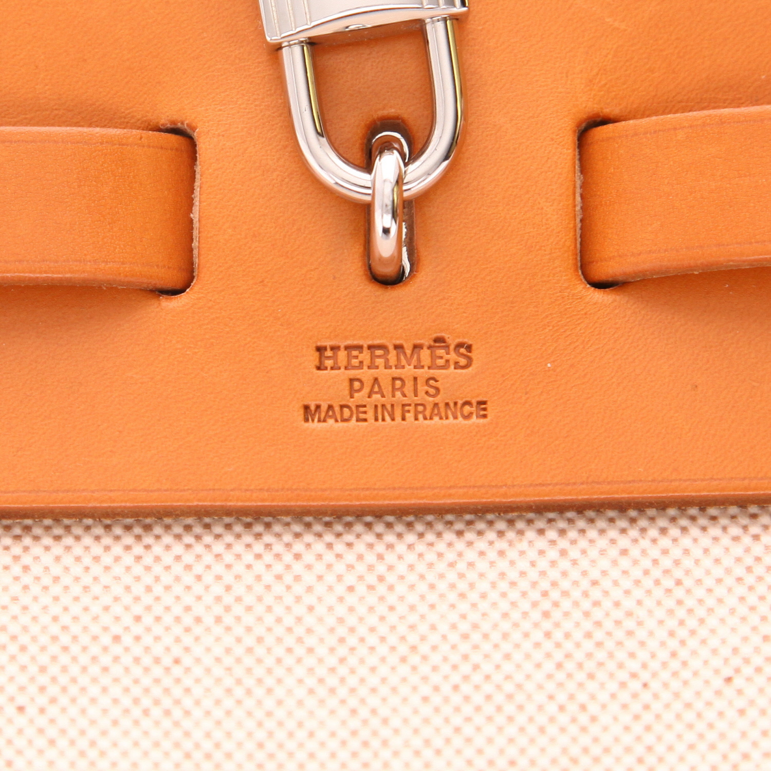 Sac à main Hermès  Herbag en toile beige et vache Hunter - Detail D2