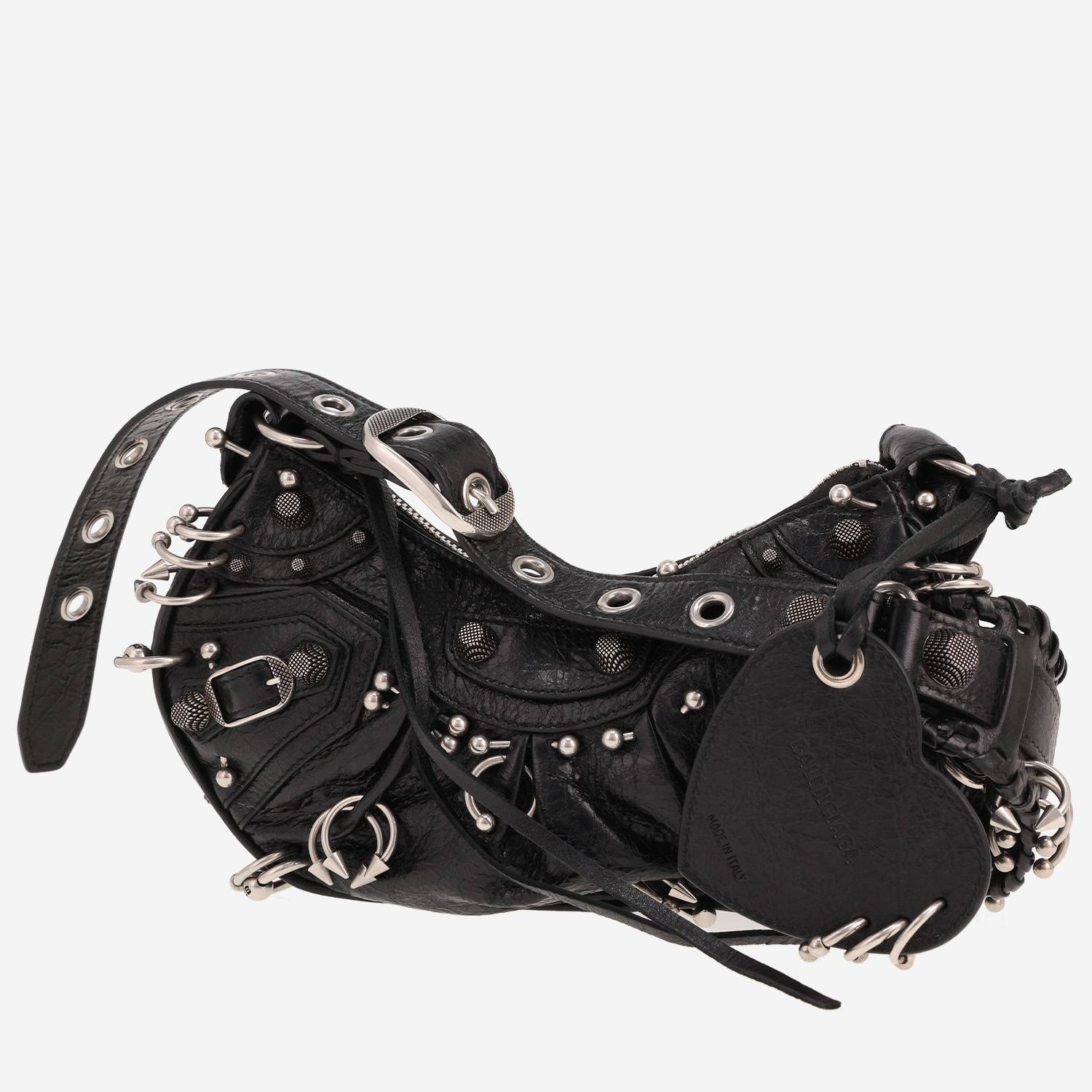 Balenciaga ‘Cagole’ shoulder bag in black distressed leather