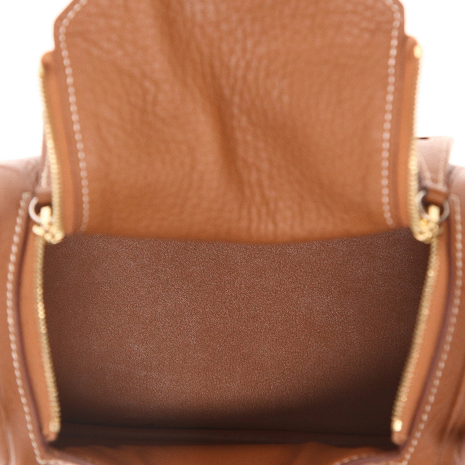 Borsa a tracolla Hermès Lindy mini in pelle di vitello Clémence Gold - Detail D3