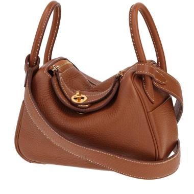 Sac bandoulière Hermès  Lindy mini  en cuir taurillon clémence gold