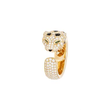 Bague Cartier Panthère en or jaune, émeraude, onyx et diamants