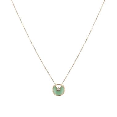 Collana Cartier Amulette taglia XS in oro giallo, diamanti e crisoprasio