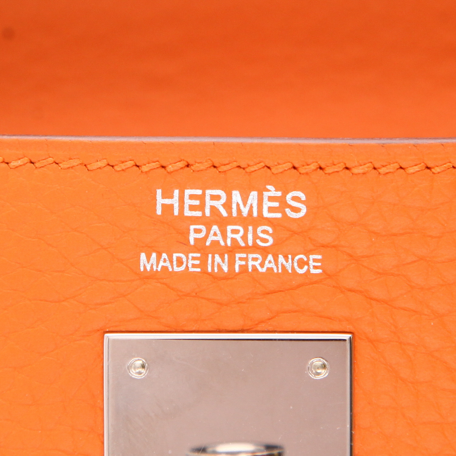 Bolso Hermès Kelly de 35 cm en piel Togo Orange - Detail D2