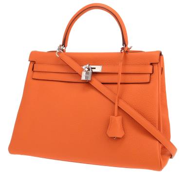 Hermès Kelly 35 cm handbag in Orange Togo leather