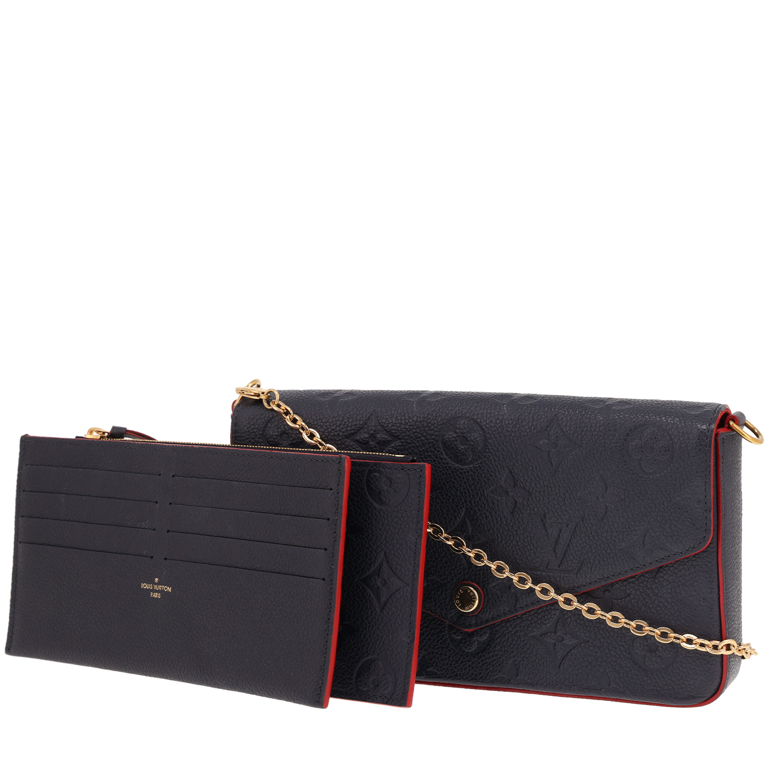 Bolso bandolera Louis Vuitton «Félicie» de piel con el monograma estampado en Bleu Marine - Detail D6
