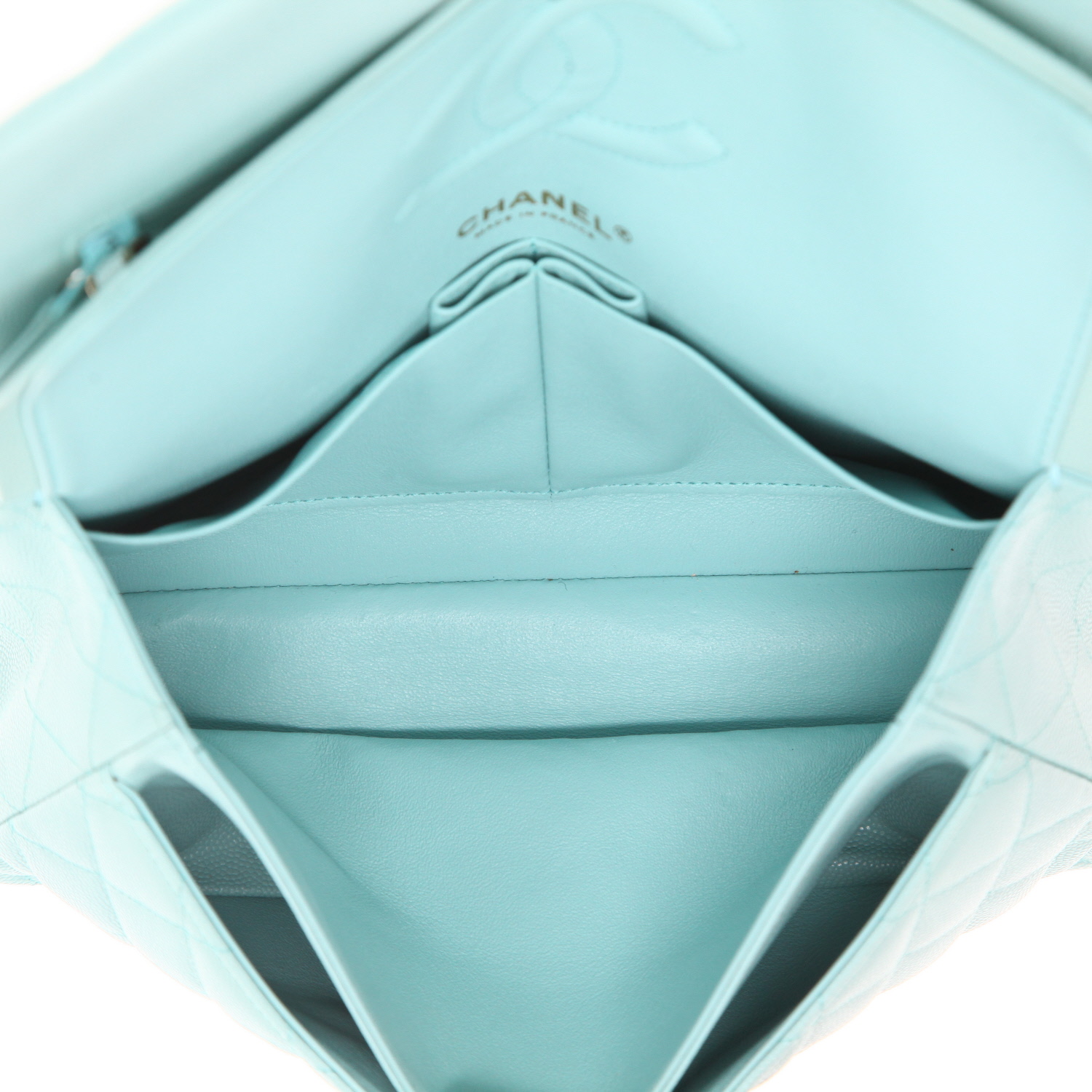 Borsa Chanel  Timeless Classic in pelle martellata blu - Detail D3
