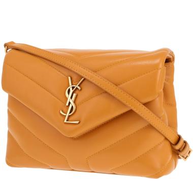 Bolso bandolera Saint Laurent «Toy Loulou» de piel acolchada con diseño en espiga Orange