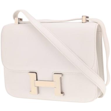 Sac à main Hermès  Constance 24 cm en cuir blanc