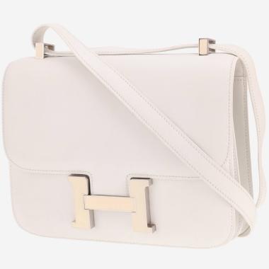 Sac à main Hermès  Constance 24 cm en cuir blanc