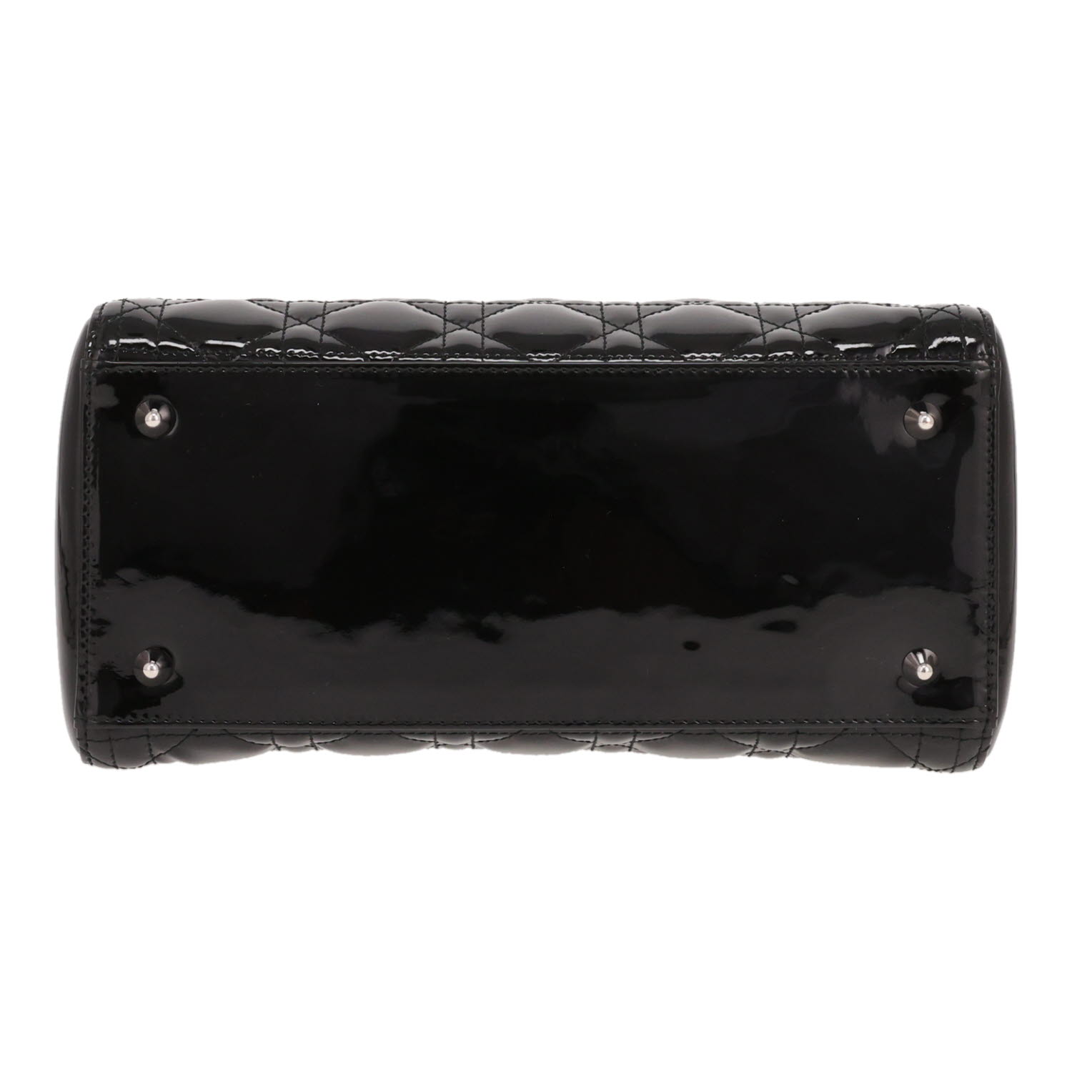 Dior Lady Dior handbag in black patent leather - Detail D1