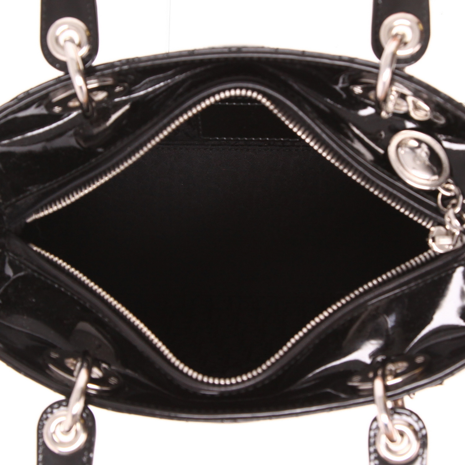 Borsa Dior Lady Dior in pelle verniciata nera - Detail D3