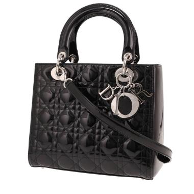 Sac à main Dior  Lady Dior en cuir verni noir