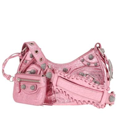 Bolso bandolera Balenciaga «Cagole» de piel rosa iridiscente