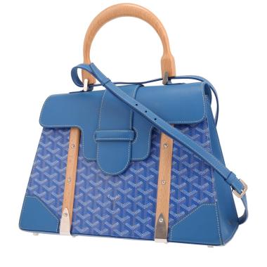Sac à main Goyard  Saigon en toile Goyardine bleue et cuir bleu