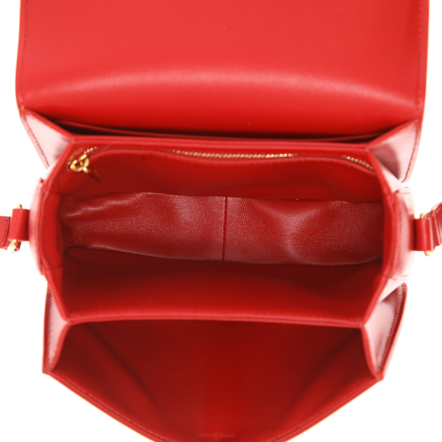 Celine Triomphe Teen shoulder bag in red leather - Detail D3