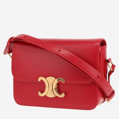 Sac bandoulière Celine  Triomphe Teen en cuir rouge