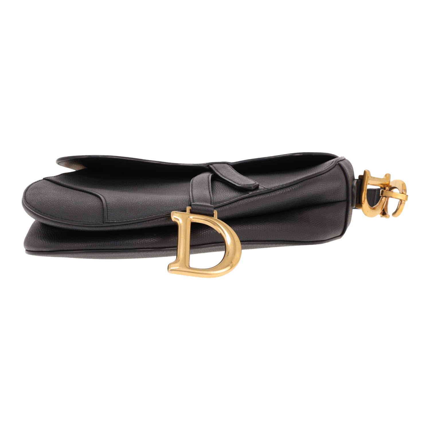 Dior Saddle handbag in black grained leather - Detail D1