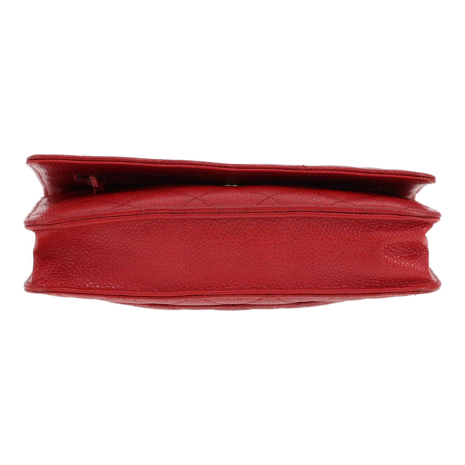 Bolso bandolera Chanel «Wallet on Chain» de piel granulada acolchada roja - Detail D1