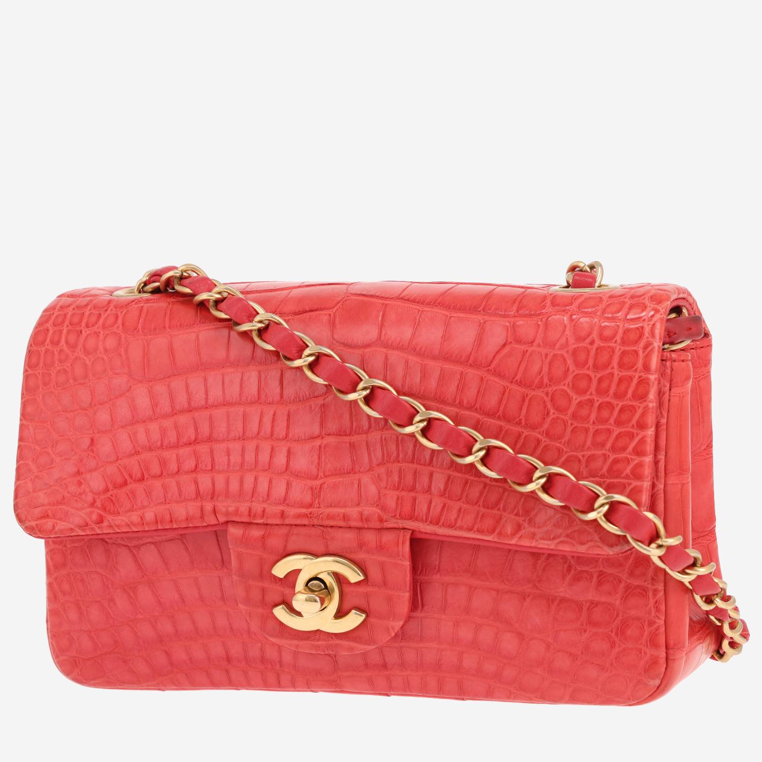 Chanel Timeless Mini crossbody bag in coral crocodile leather