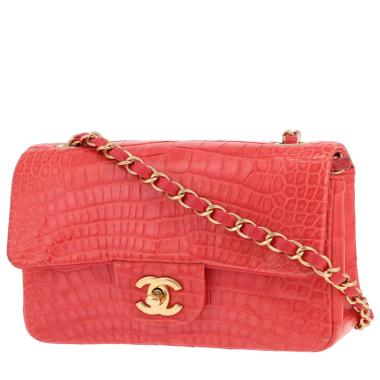 Chanel Timeless Mini crossbody bag in coral crocodile leather