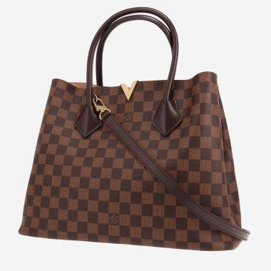 Borsa shopping Louis Vuitton Kensington in tela Damier Ebène e pelle Ebène