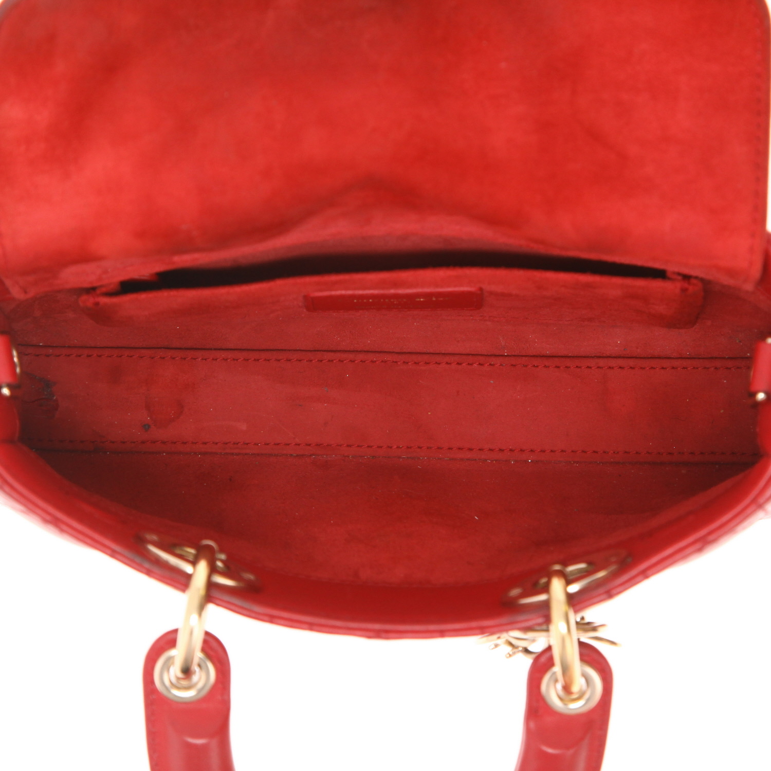 Dior Lady D-Joy handbag in red cannage leather - Detail D3