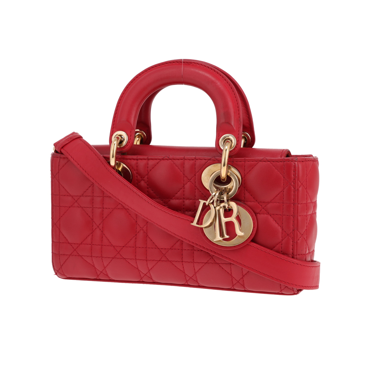 Bolso Dior Lady D-Joy de piel de cannage roja - Detail D4