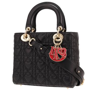 Bolso Dior «Lady Dior» de piel con relieve de mimbre negro