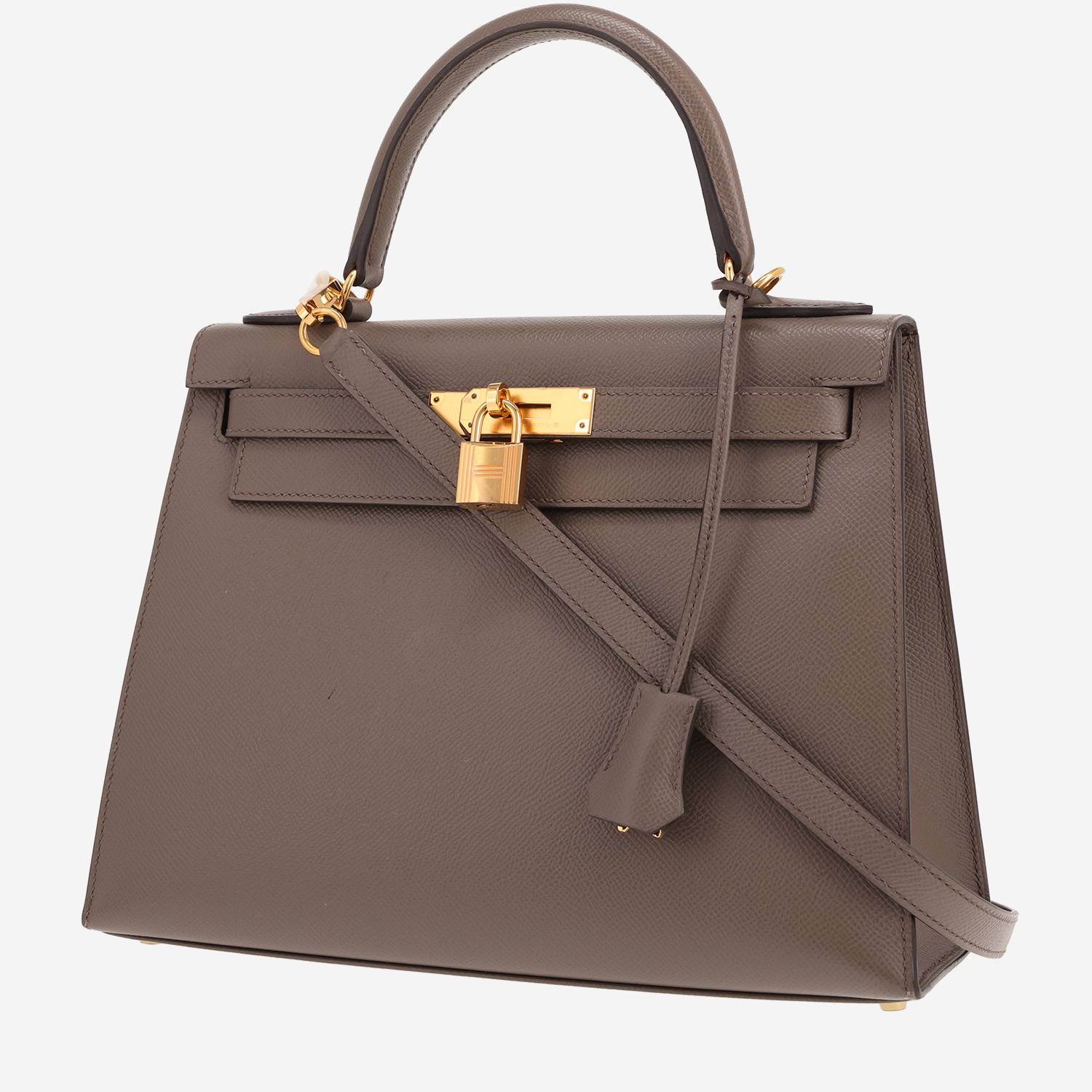 Borsa Hermès Kelly da 28 cm in pelle Epsom grigio stagno