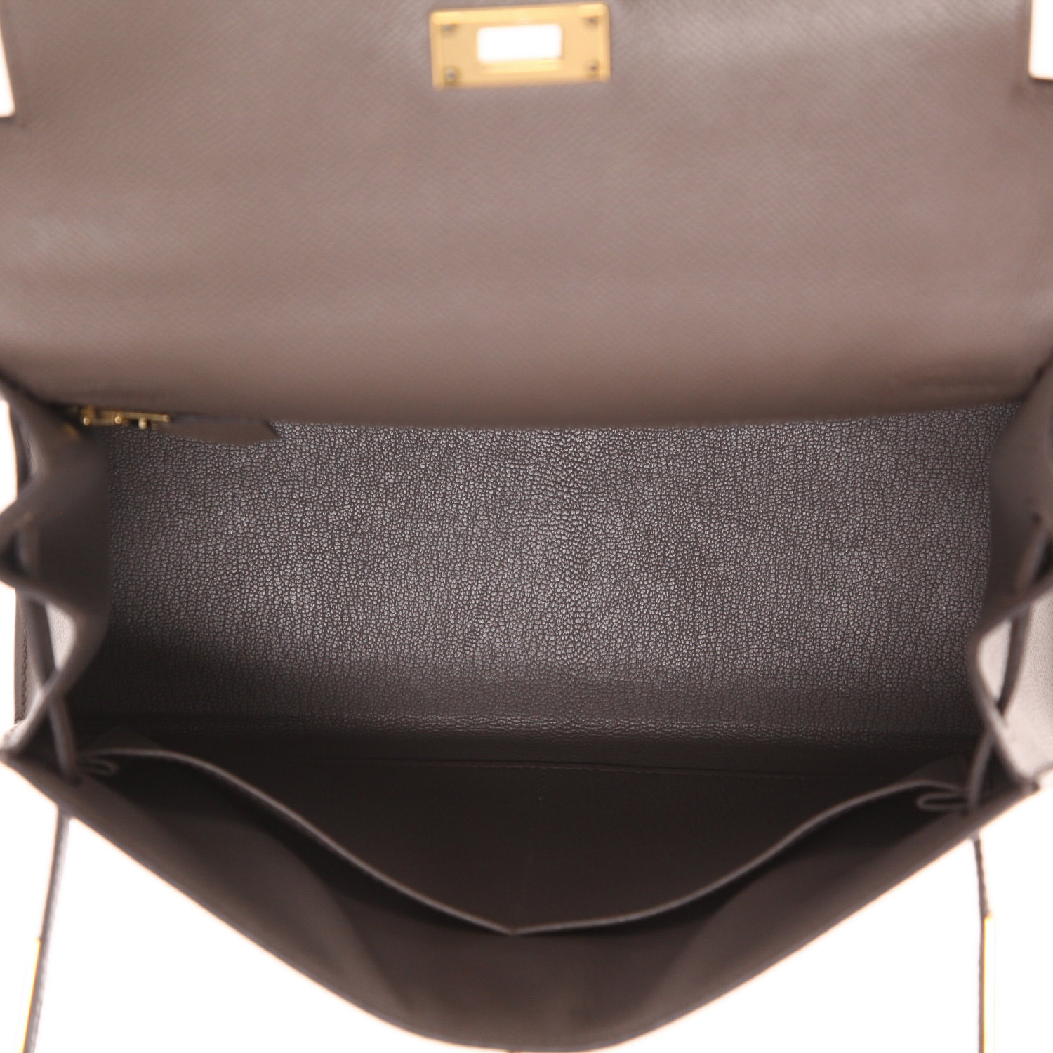 Sac à main Hermès  Kelly 28 cm en cuir epsom gris étain - Detail D3
