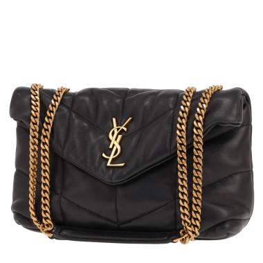 Saint Laurent Loulou Puffer small shoulder bag in black quilted leather