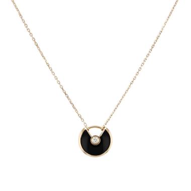 Collier Cartier Amulette XS en or rose, onyx et diamant