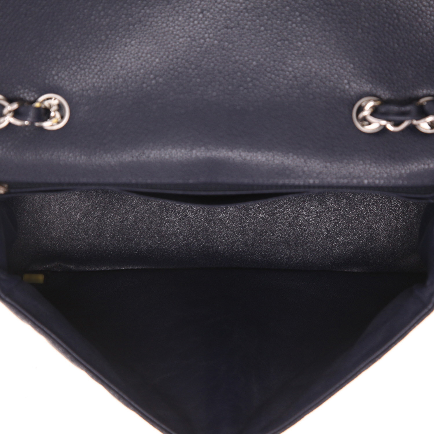 Borsa a tracolla Chanel Timeless Jumbo in pelle martellata Bleu Marine - Detail D3