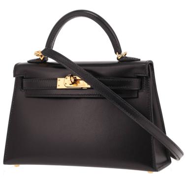Hermès Kelly 20 cm shoulder bag in Noir box leather