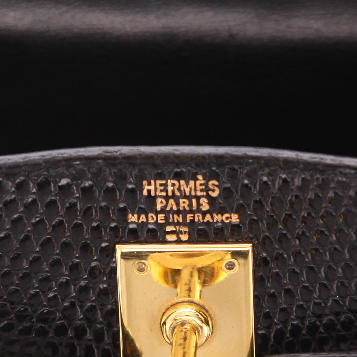 Hermès Mini Kelly handbag in black lizard skin - Detail D2