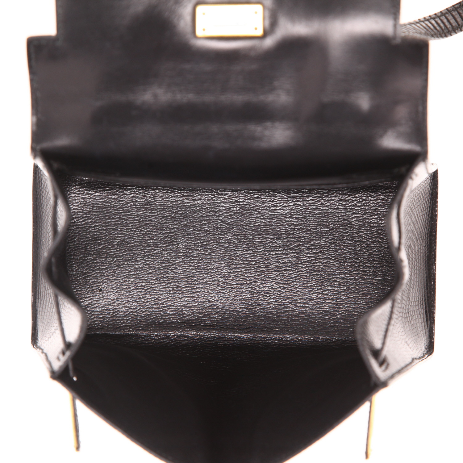 Hermès Mini Kelly handbag in black lizard skin - Detail D3