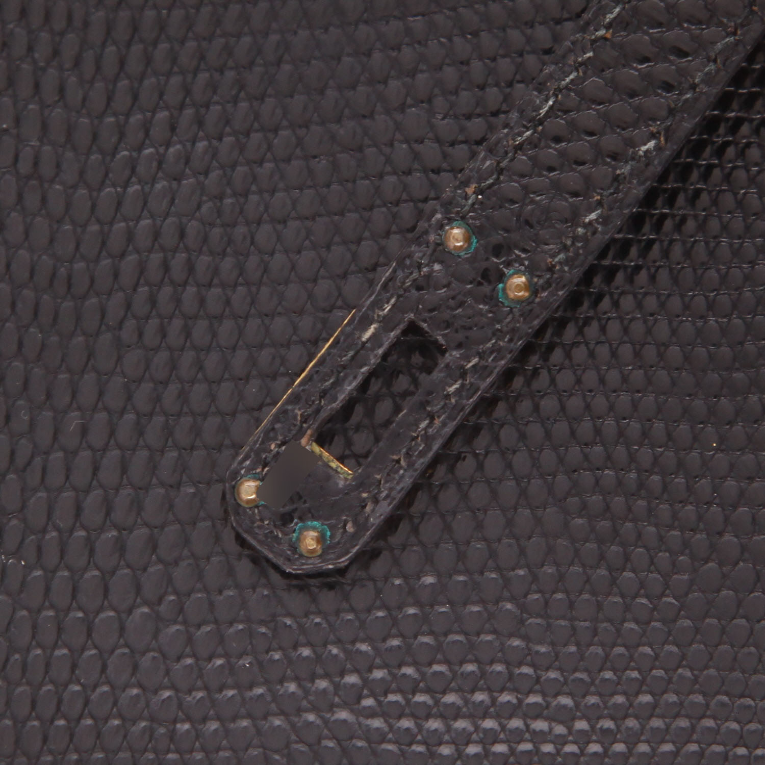 Hermès Mini Kelly handbag in black lizard skin - Detail D4
