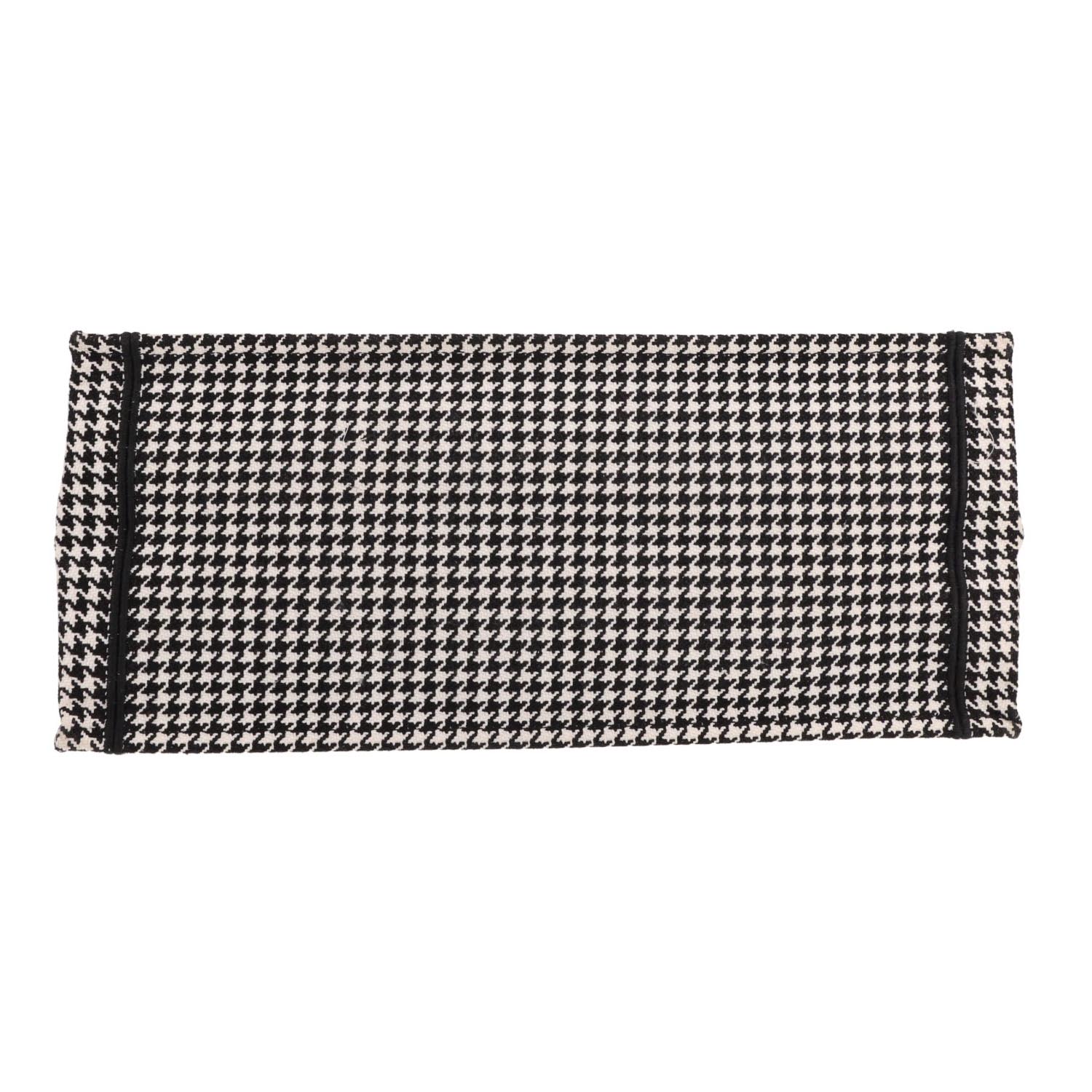 Sac cabas Dior  Book Tote en toile imprimée pied de poule blanche et noire - Detail D1