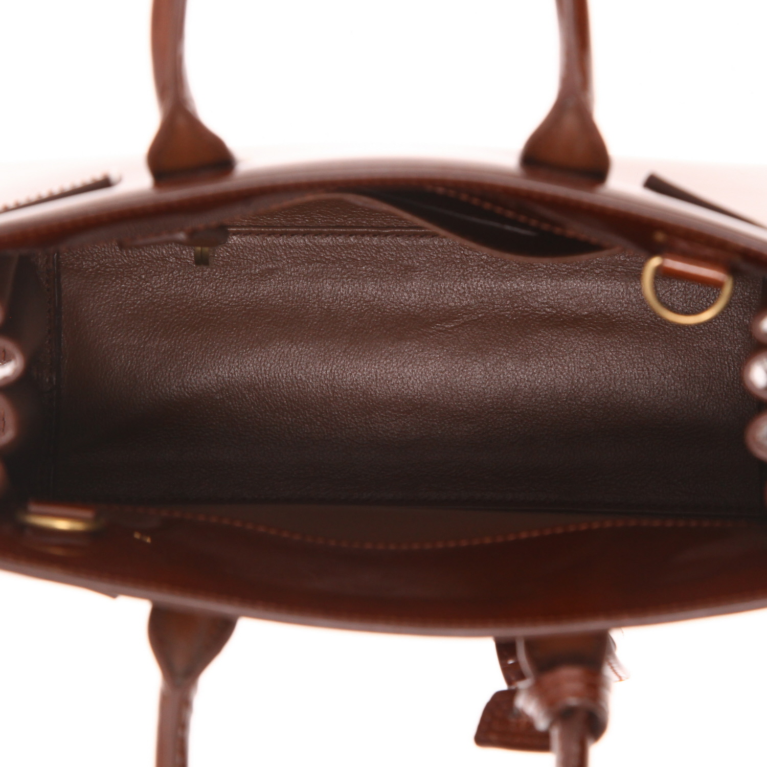 Sac à main Saint Laurent  Sac de jour Baby en cuir verni marron - Detail D3