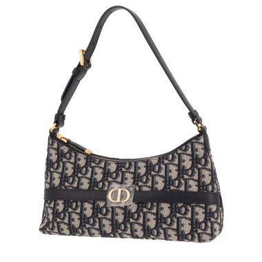 Dior 30 Montaigne handbag in blue and beige Oblique monogram canvas