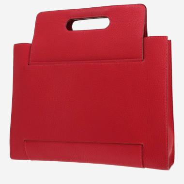 Sac à main Hermès   en cuir grainé rouge