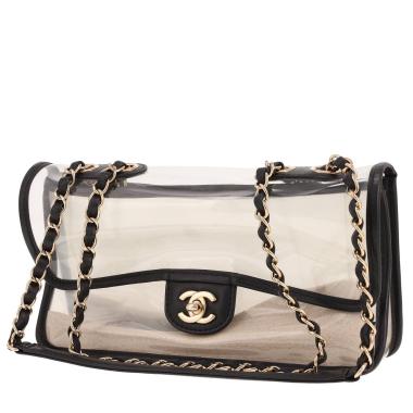 Bolso Chanel «Timeless Classic Coco Sand "By The Sea"» de plástico transparente y piel Noir