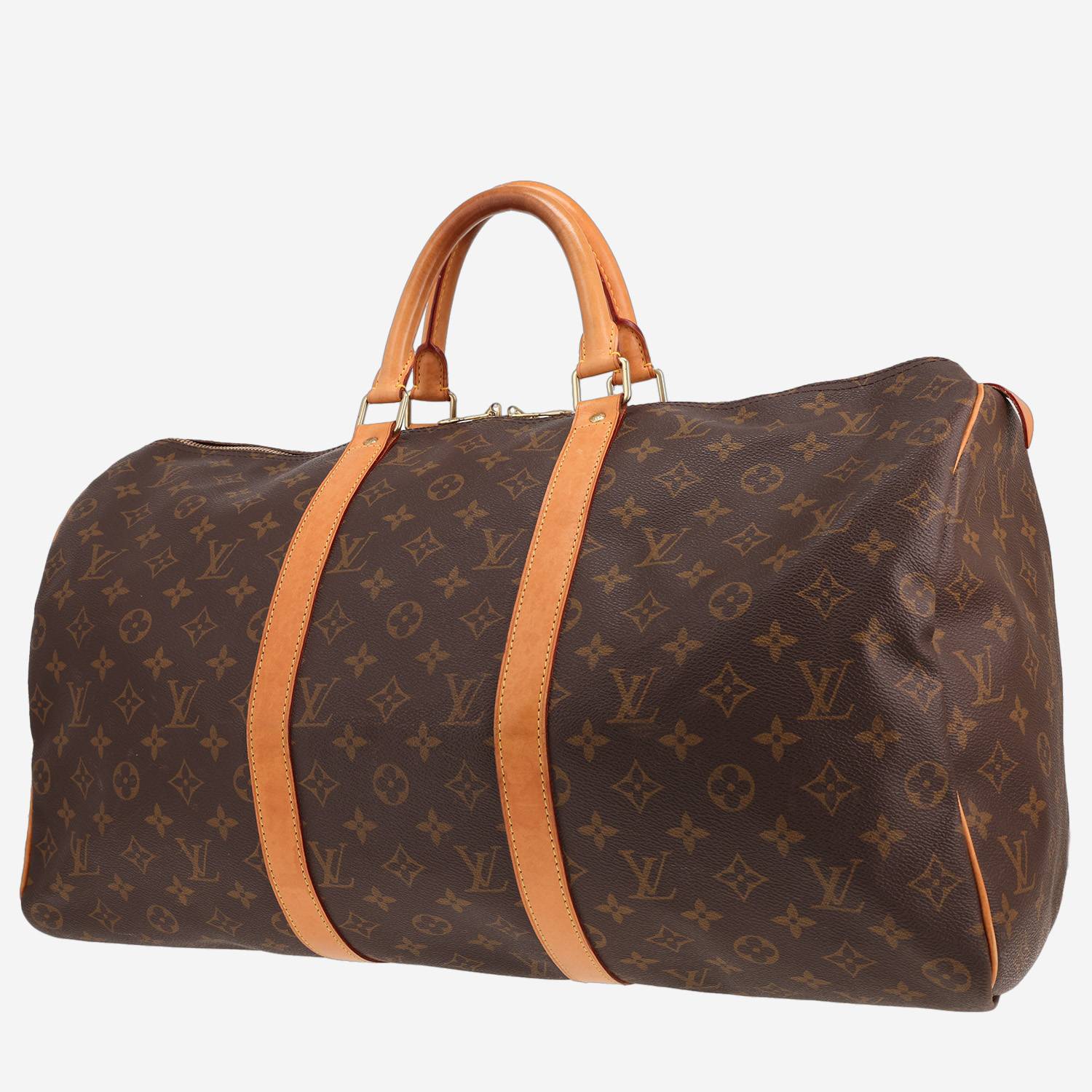 Louis Vuitton Keepall 50 travel bag in brown Monogram canvas and natural leather