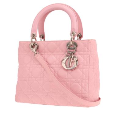 Sac à main Dior  Lady Dior en cuir cannage rose