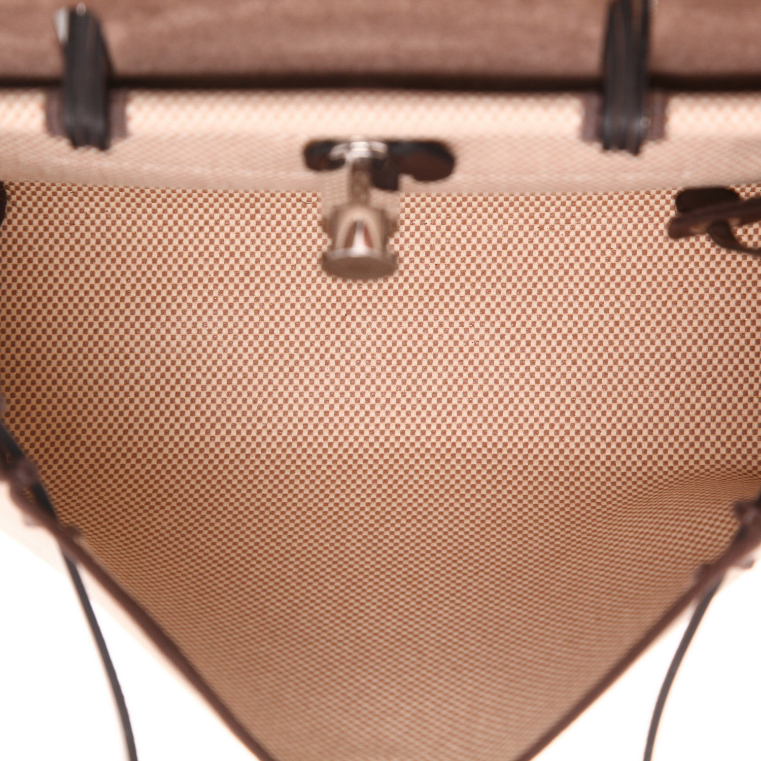 Borsa Hermès Herbag in tela grezza e pelle marrone - Detail D3