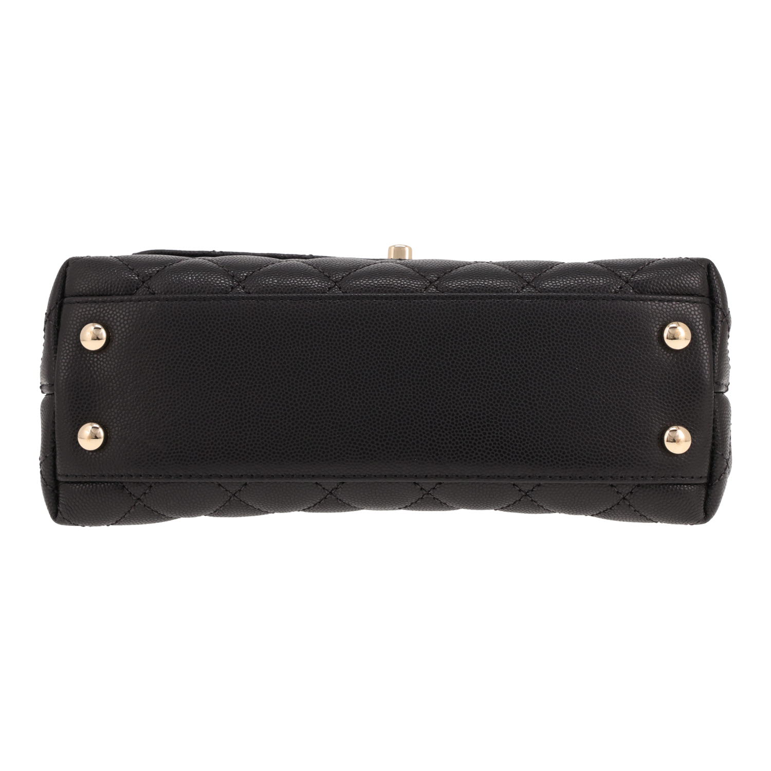 Borsa a tracolla Chanel  Coco Handle mini  in pelle martellata nera trapuntata - Detail D1