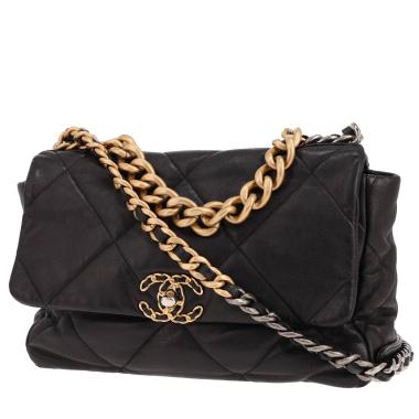 Bolso Chanel 19 de piel acolchada negra