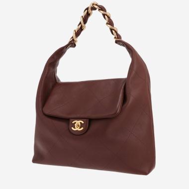 Sac à main Chanel  Hobo en cuir matelassé marron