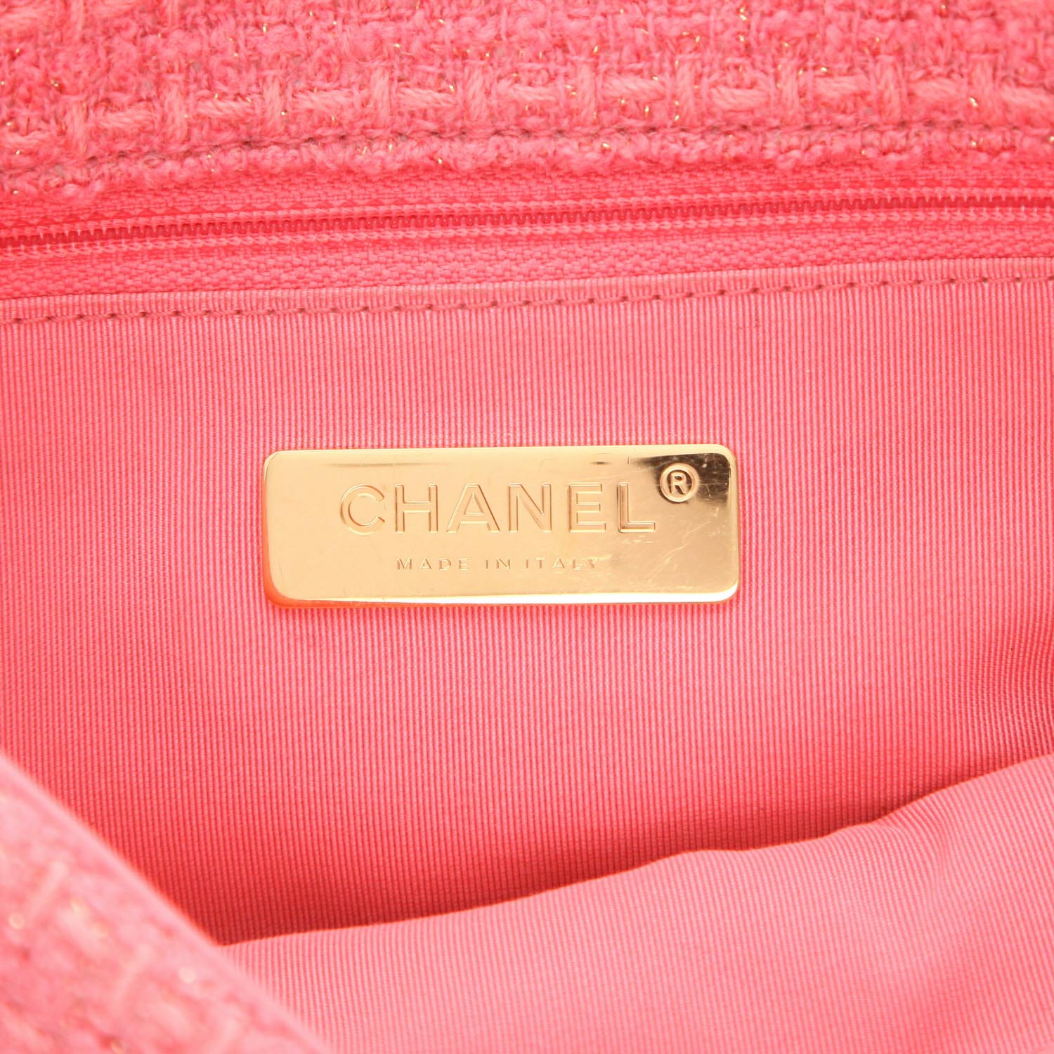 Borsa Chanel 19 in tweed rosa - Detail D2