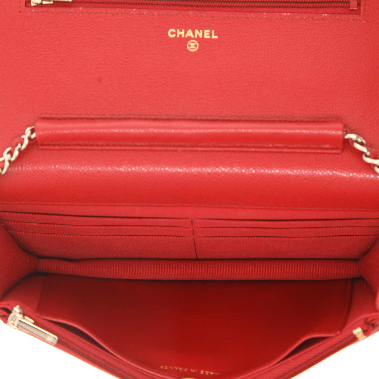 Borsa a tracolla Chanel “Wallet on Chain” in pelle trapuntata rossa - Detail D3